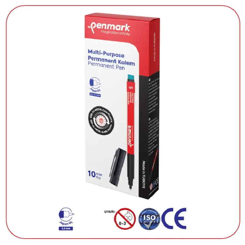 Penmark Asetat Kalemi Cd - Metal - Cam Plastik (S) Kırmızı 10 Lu Kutu