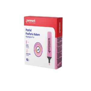 Penmark Pastel Fosforlu Kalem 1-5mm Kesik Uç Gül Suyu 10 Lu Kutu