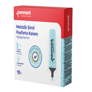 Penmark Metalik Simli Fosforlu Kalem 1-5mm Kesik Uç Açık Mavi 10 Lu Kutu