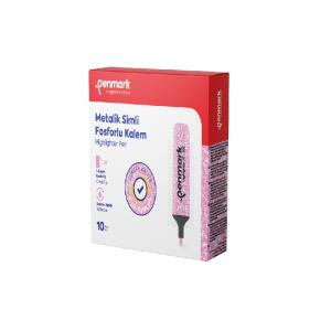 Penmark Metalik Simli Fosforlu Kalem 1-5mm Kesik Uç Pembe 10 Lu Kutu