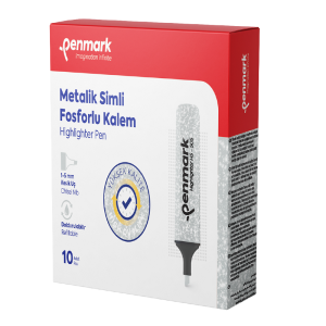 Penmark Metalik Simli Fosforlu Kalem 1-5mm Kesik Uç Gümüş 10 Lu Kutu