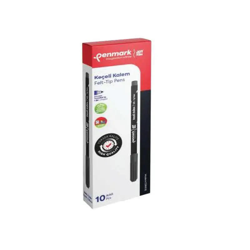 Penmark Süper Su Bazlı Yıkanabilir Yuvarlak Uç Keçeli Kalem 2-3mm 10 Lu Kutu Siyah