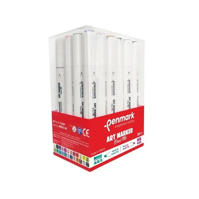 Penmark 9000 Markers Sketch & Art Brush Dual Nib Çift Uçlu Kalem 24 Renk