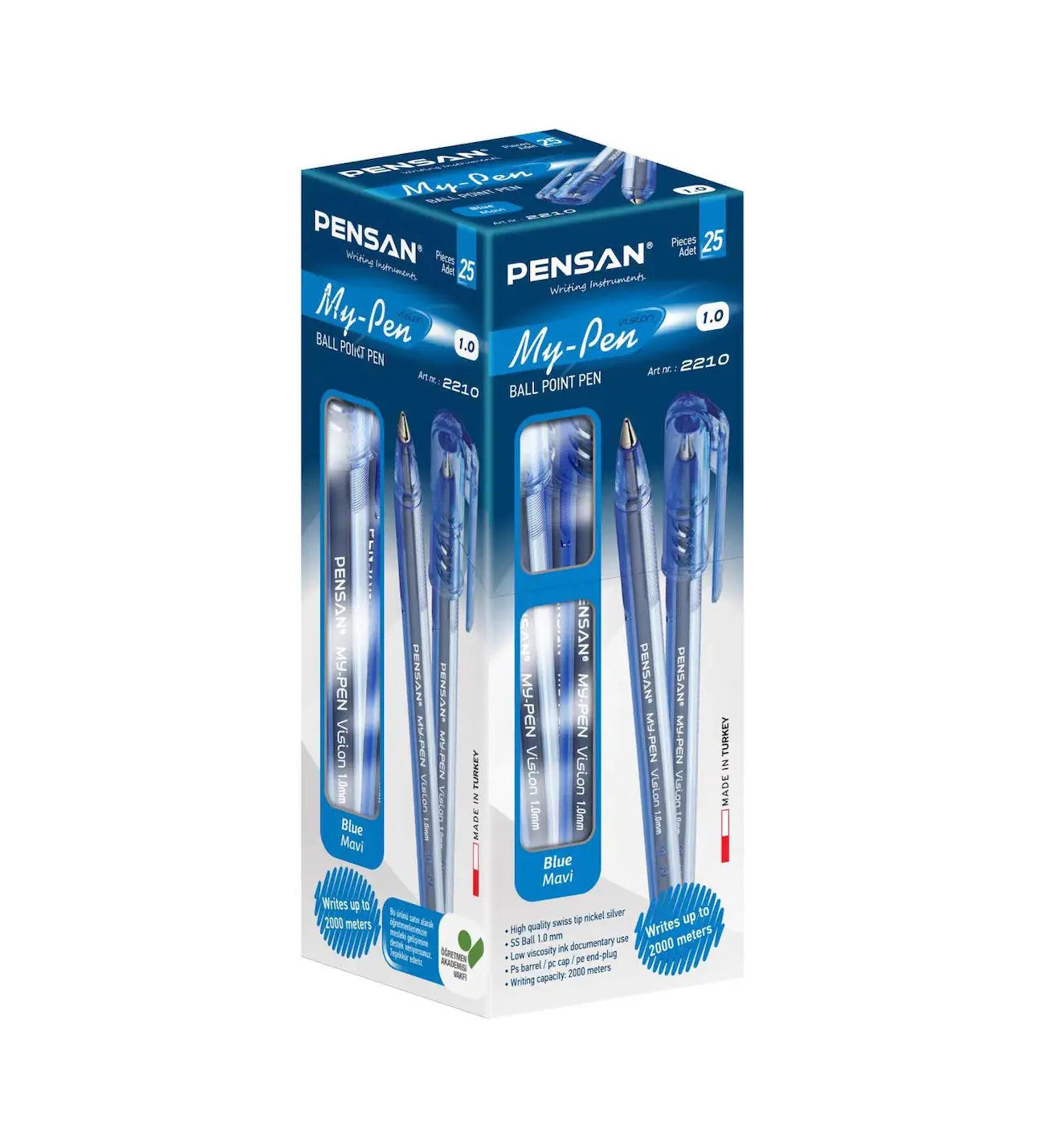 Pensan My-Pen 2210 Tükenmez Kalem 1.0 mm Mavi 25 Li Kutu