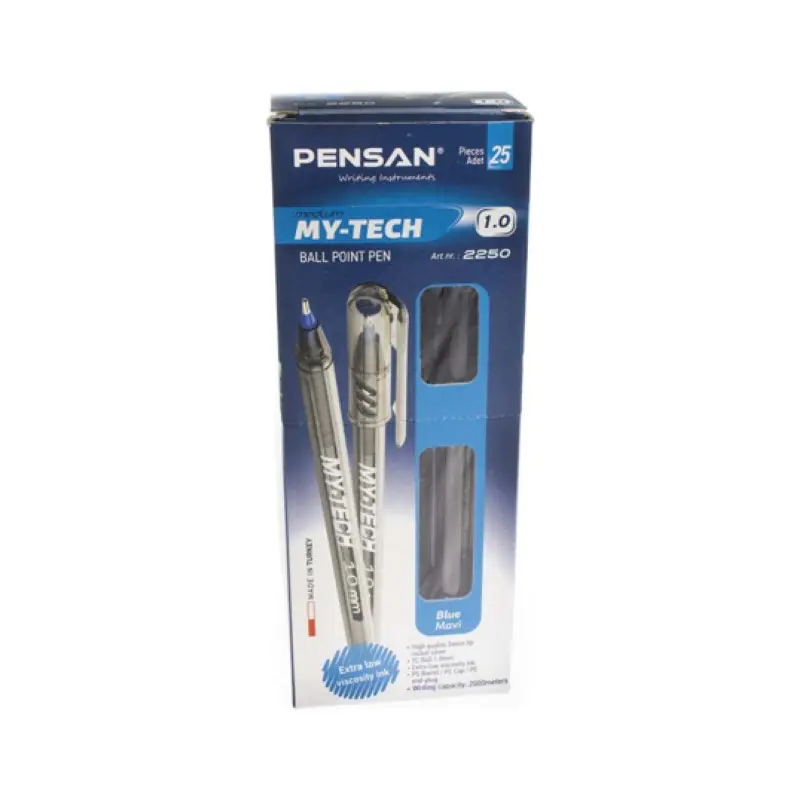 Pensan My-Tech 2250 Tükenmez Kalem 1.0 mm Mavi 25 Li Kutu
