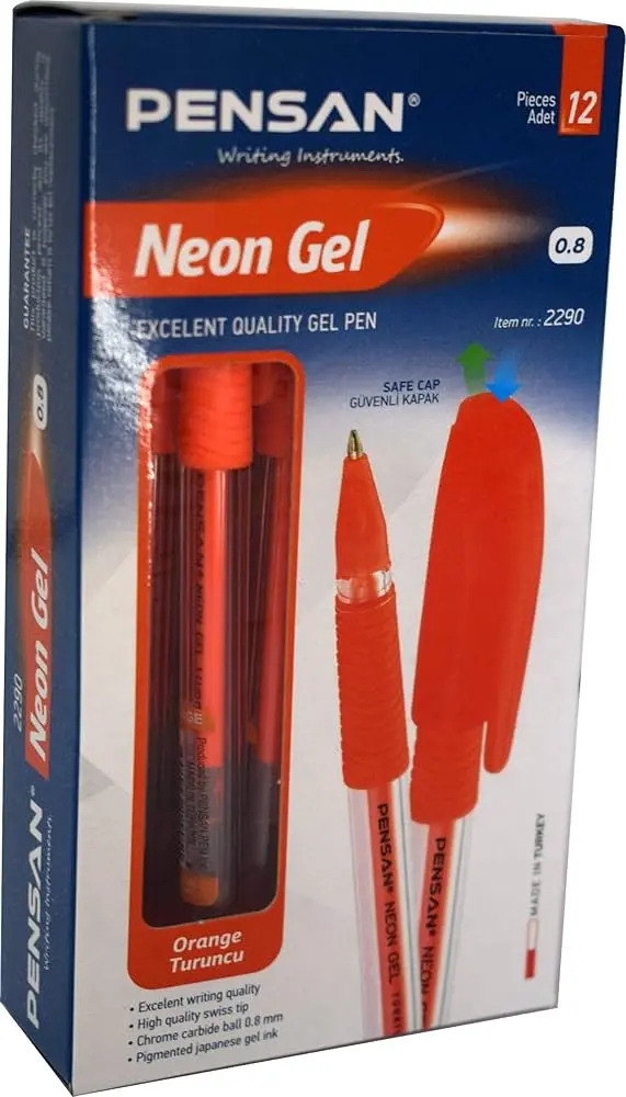 Pensan 2290 Neon Jel Kalem 0.8 mm Turuncu 12 Li Kutu
