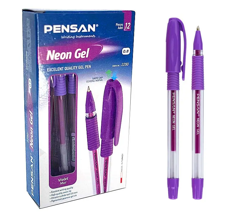 Pensan 2290 Neon Jel Kalem 1.0 mm Mor 12 Li Kutu