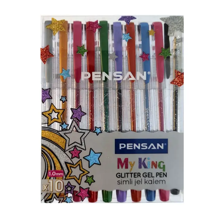 Pensan My-King Simli Jel Kalem 1.0 mm 10 Renk Paket