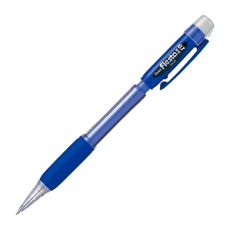 Pentel AX127 Fiesta Şeffaf Mavi Gövde Kauçuk Tutaçlı Versatil Kalem 0.7mm 12 Li Kutu