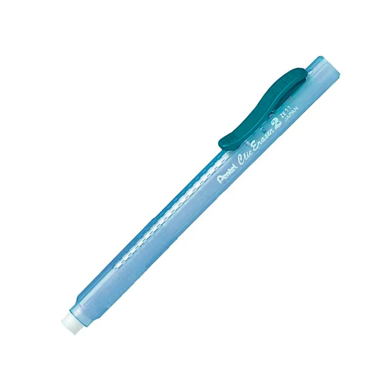 Pentel ZE11T Şeffaf Mavi Gövde Sürgülü Kalem Silgi 12 Li Kutu
