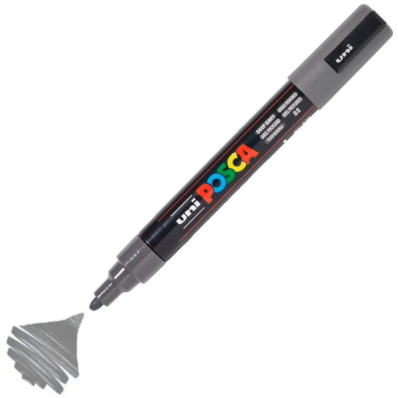Uni-Ball Posca 1.8 - 2.5mm Su Bazlı Poster Markörü Derin Gri 6 Lı Kutu