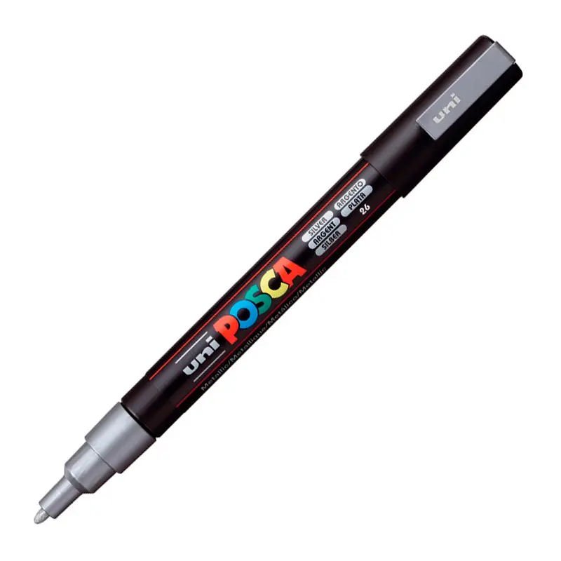 Uni-Ball Posca PC-3M 0.9 - 1.3mm Su Bazlı Poster Markörü Gümüş 6 Lı Kutu