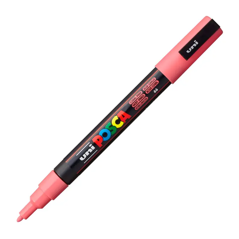 Uni-Ball Posca PC-3M 0.9 - 1.3 mm Su Bazlı Poster Markörü Mercan Pembe 6 Lı Kutu