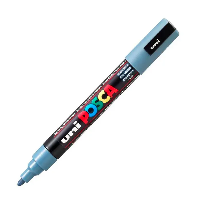 Uni-Ball Posca PC-5M 1.8 - 2.5mm Su Bazlı Poster Markörü Kurşun Gri 6 Lı Kutu