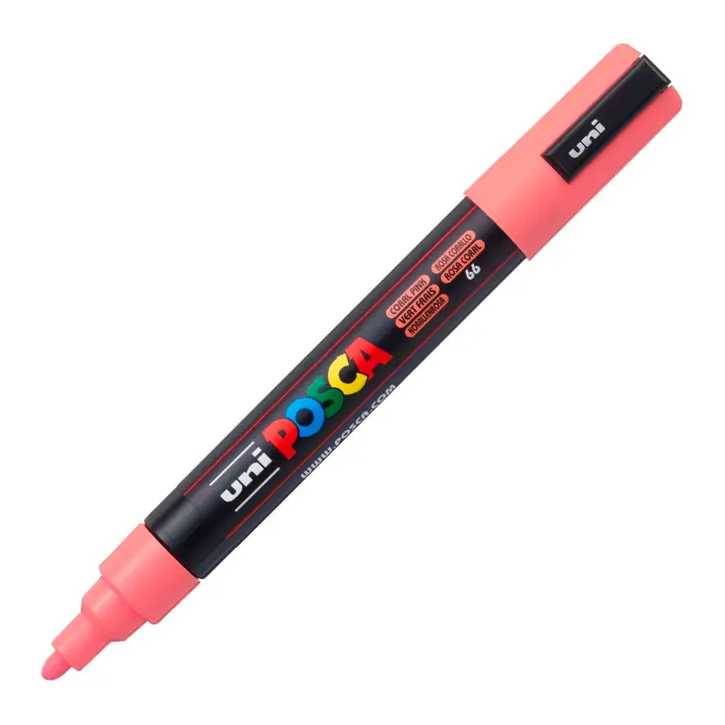 Uni-Ball Posca PC-5M 1.8 - 2.5 mm Su Bazlı Poster Markörü Mercan Pembe 6 Lı Kutu