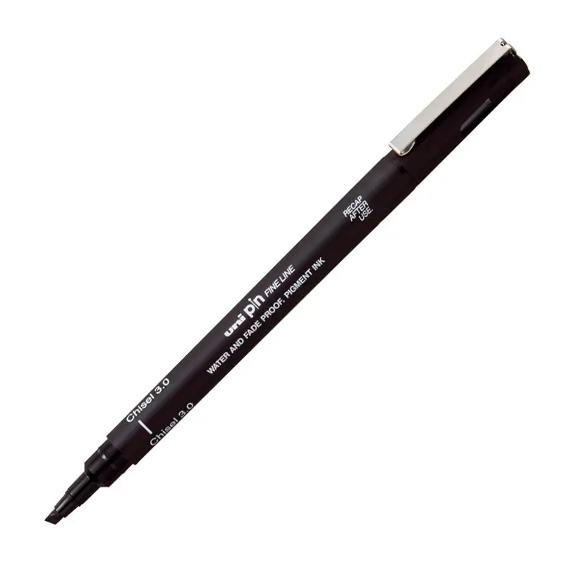 Uni-Ball Pin 3.0mm Fine Line Kesik Uçlu Kalem Siyah 12 Li Kutu