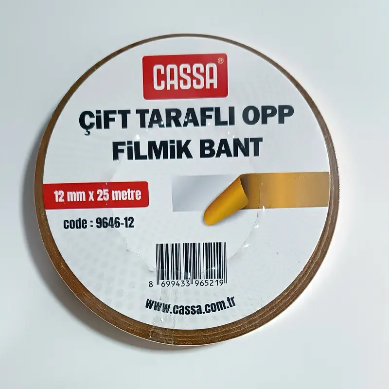Cassa Çift Taraflı OPP Filmik Bant 12mm x 25mt