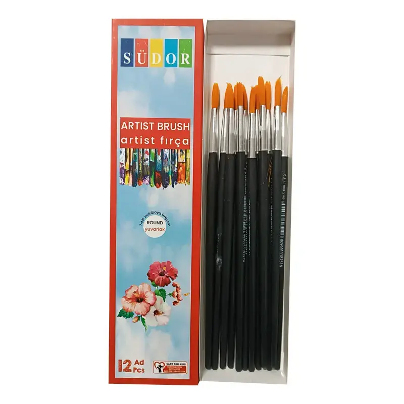 Südor S 145 Serisi Yuvarlak Sulu Boya Fırçası No:9 x 12 Li Kutu