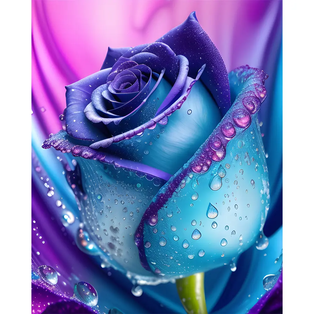 Blue Rose Rölyef Poster Baskı Kağıt Boyutu: 33x48cm Baskı Boyutu: 31.3x39.2cm 8 Adet