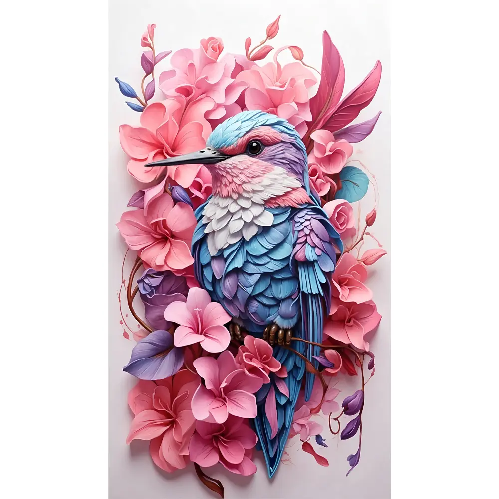 Flowers And Bird Rölyef Poster Baskı Kağıt Boyutu: 33x48cm Baskı Boyutu: 26.3x46.6cm 8 Adet