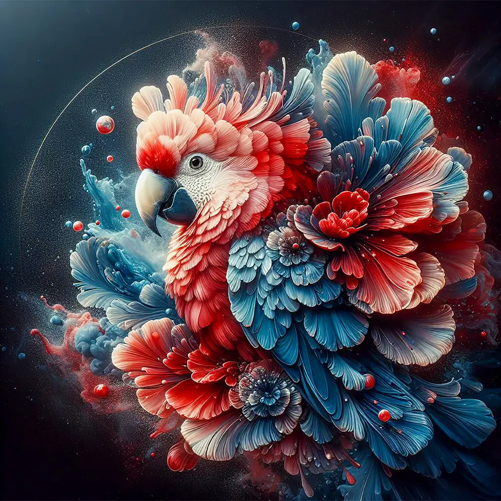 Tropical Parrot Rölyef Poster Baskı Kağıt Boyutu: 33x48cm Baskı Boyutu: 31.5x31.5cm 8 Adet