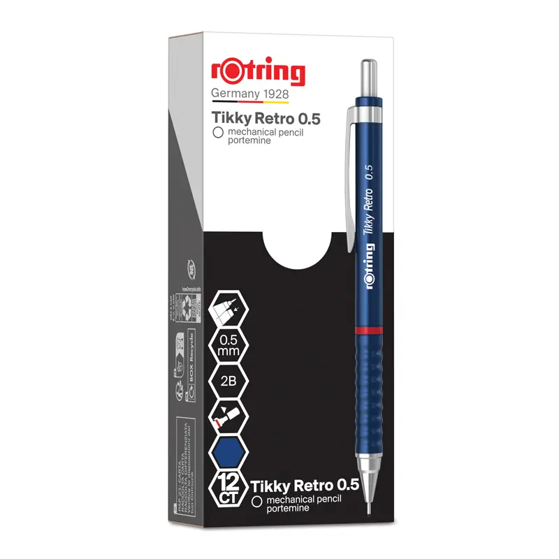 Rotring Tikky Retro Versatil Kalem Metalik Mavi 0.5mm x 12 Li Kutu