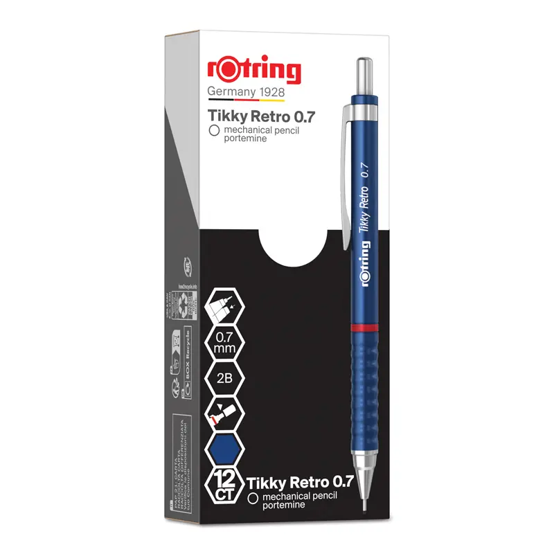 Rotring Tikky Retro Versatil Kalem Metalik Mavi 0.7mm x 12 Li Kutu