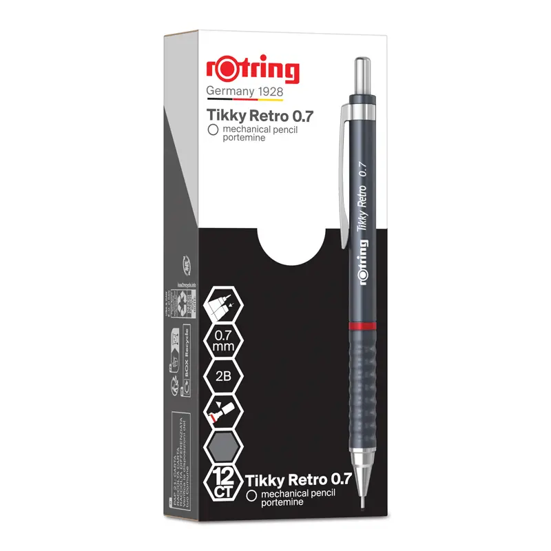 Rotring Tikky Retro Versatil Kalem Metalik Gri 0.7mm x 12 Li Kutu