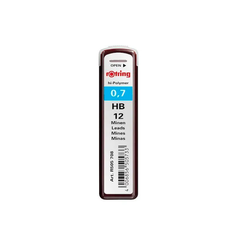 Rotring Hi-Polymer Kurşun Kalem Ucu Min 0.7 mm 2B 12 Li Tüp x 10 Lu Paket