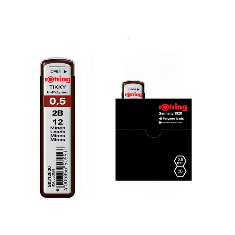 Rotring Hi-Polymer Kurşun Kalem Ucu 0.5mm 2B 12 Li Tüp x 10 Lu Paket