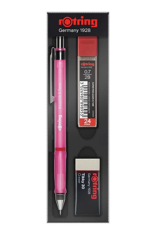 Rotring Visuclick Versatil Kalem + Min + Silgi 3 Lü Okul Seti 0.7mm Pembe