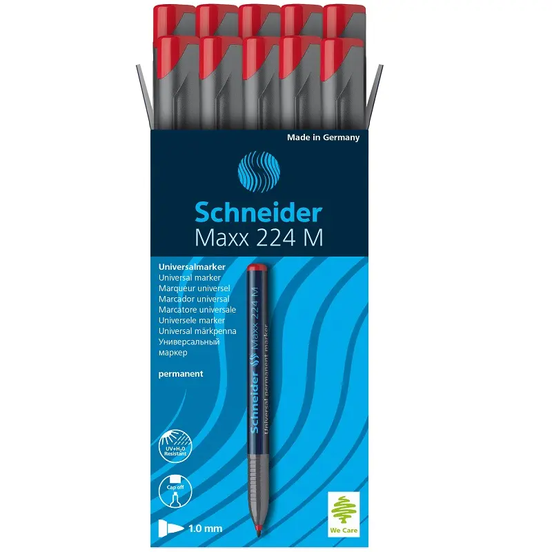 Schneider Maxx 224M Asetat Kalemi 1.0 mm Kırmızı 10 Lu Kutu