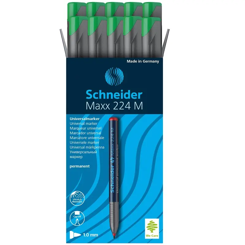 Schneider Maxx 224M Asetat Kalemi 1.0 mm Yeşil 10 Lu Kutu