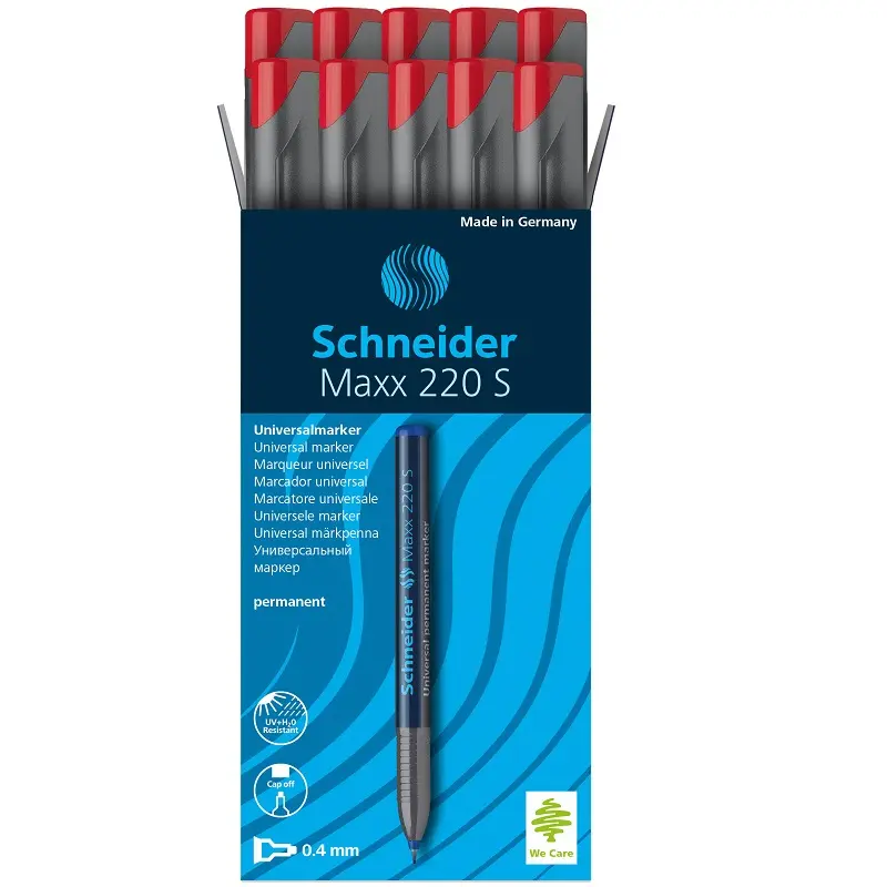 Schneider Maxx 220S Asetat Kalemi 0.4 mm Kırmızı 10 Lu Kutu