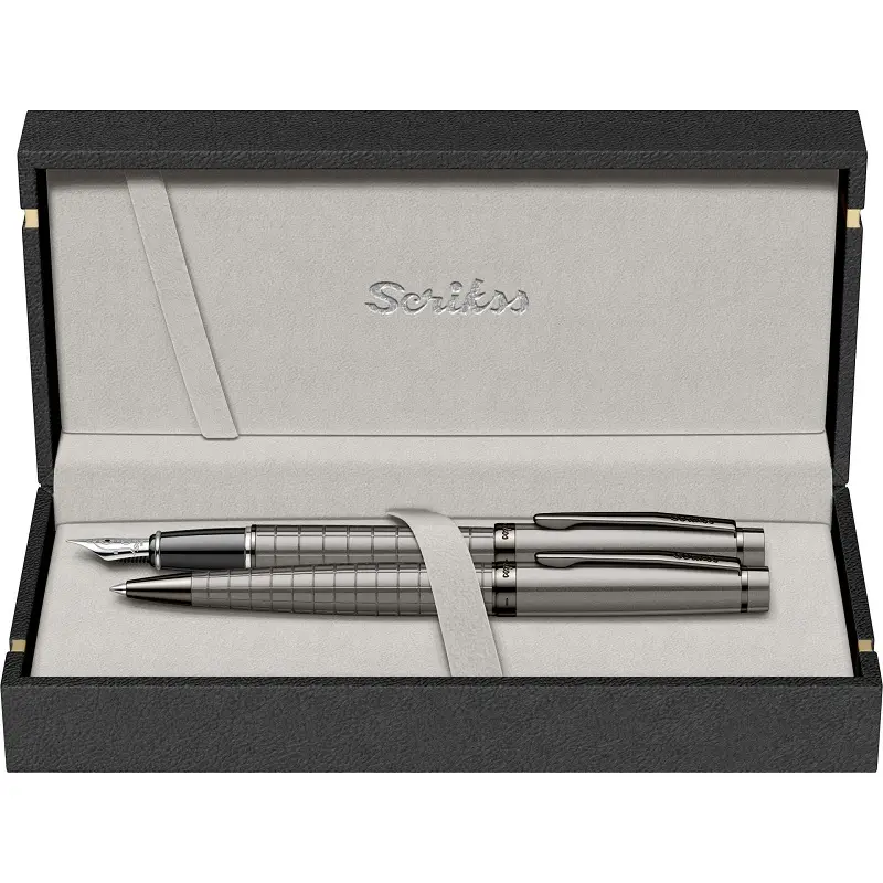 Scrikss 38 Honour İkili Set Dolma Kalem - Tükenmez Kalem Karbon Gri