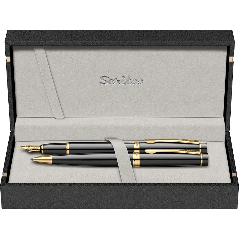 Scrikss 38 Honour İkili Set Dolma Kalem - Tükenmez Kalem Siyah Altın