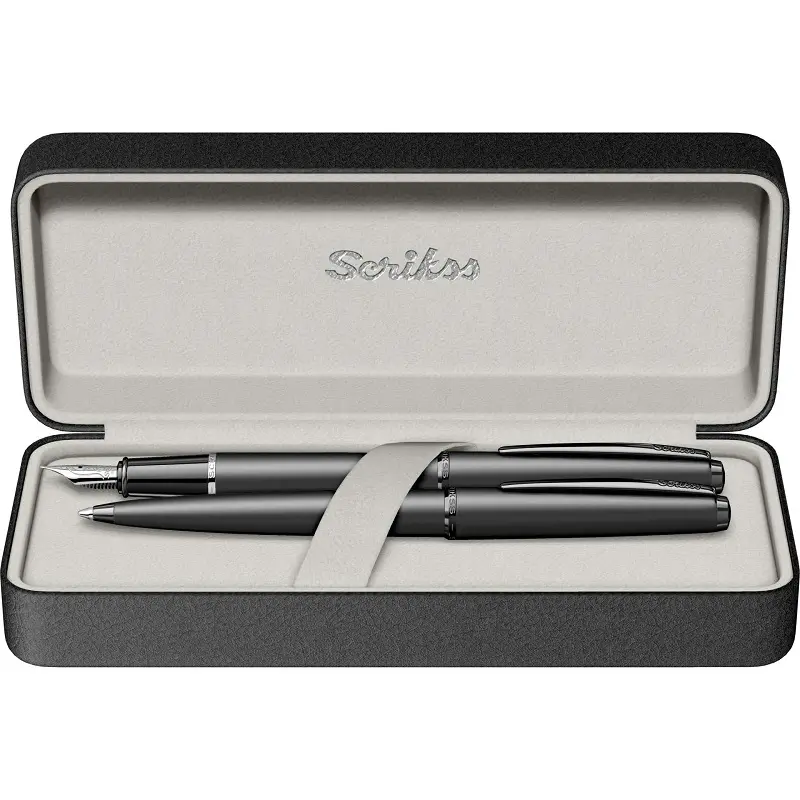 Scrikss 78MB Metropolis İkili Set Dolma Kalem + Tükenmez Kalem Mat Siyah