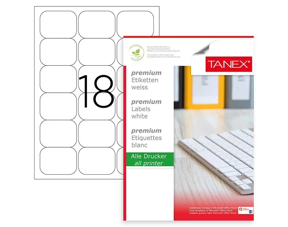 Tanex TW-2067 67x46 mm Lazer Etiket 100 Lü Paket