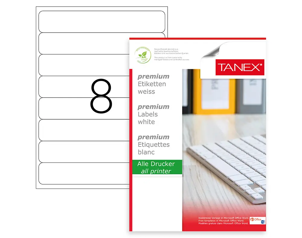Tanex TW-2108 192x34 mm Lazer Etiket 100 Lü Paket