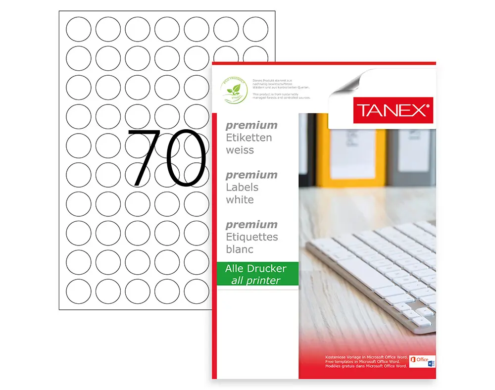 Tanex TW-2125 25 mm Yuvarlak Lazer Etiket 100 Lü Paket
