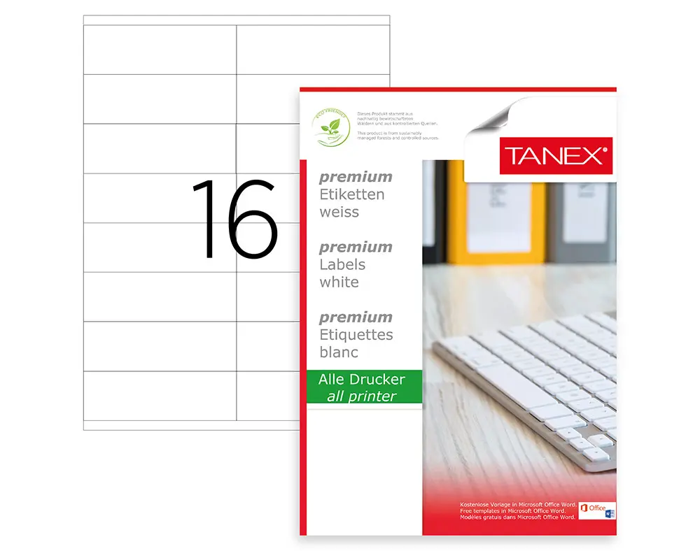 Tanex TW-2316 105x36 mm Lazer Etiket 100 Lü Paket
