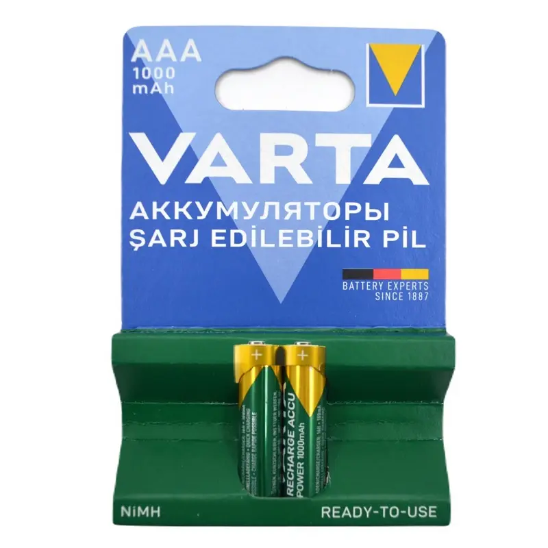 Varta AAA 1000 MAH Şarj Edilebilir İnce Pil 2 Li Kartela