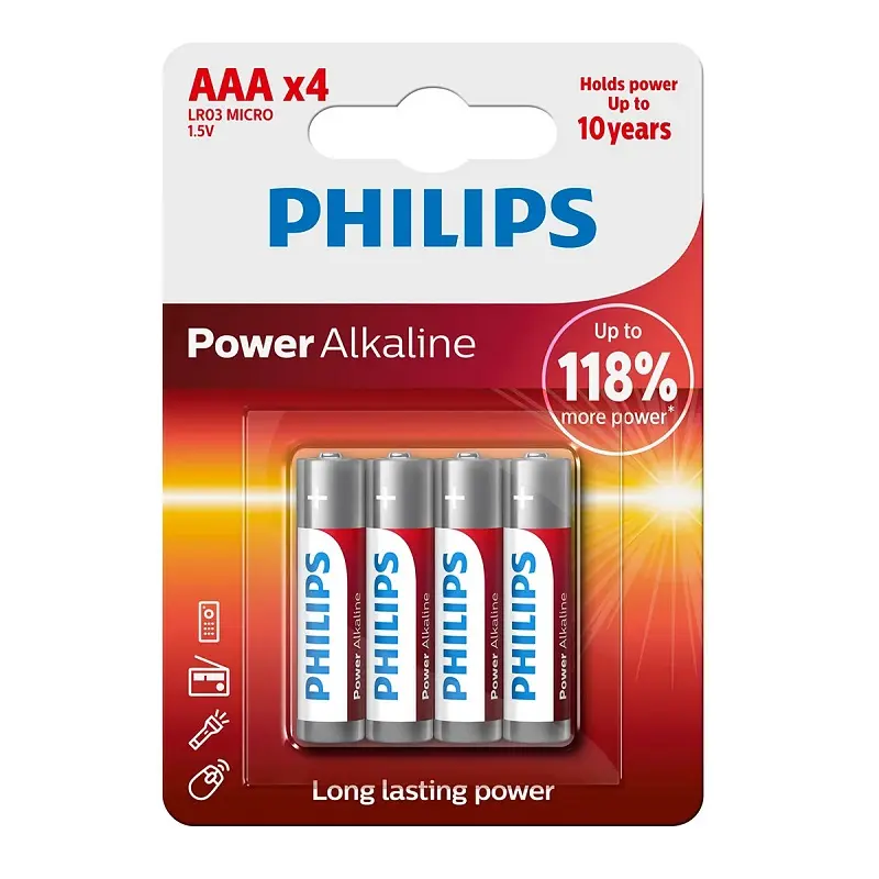 Philips LR03 Micro Power Alkaline AAA İnce Pil 4 Lü Kartela