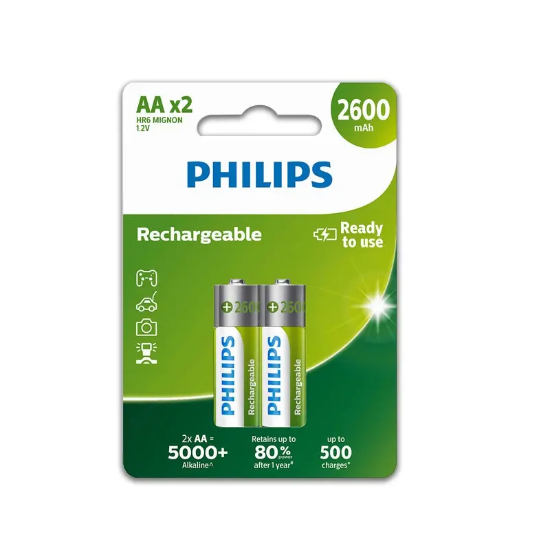 Philips R6B2A260/10 Şarj Edilebilir Kalem Pil AA 2600 mAH 2 Li Kartela