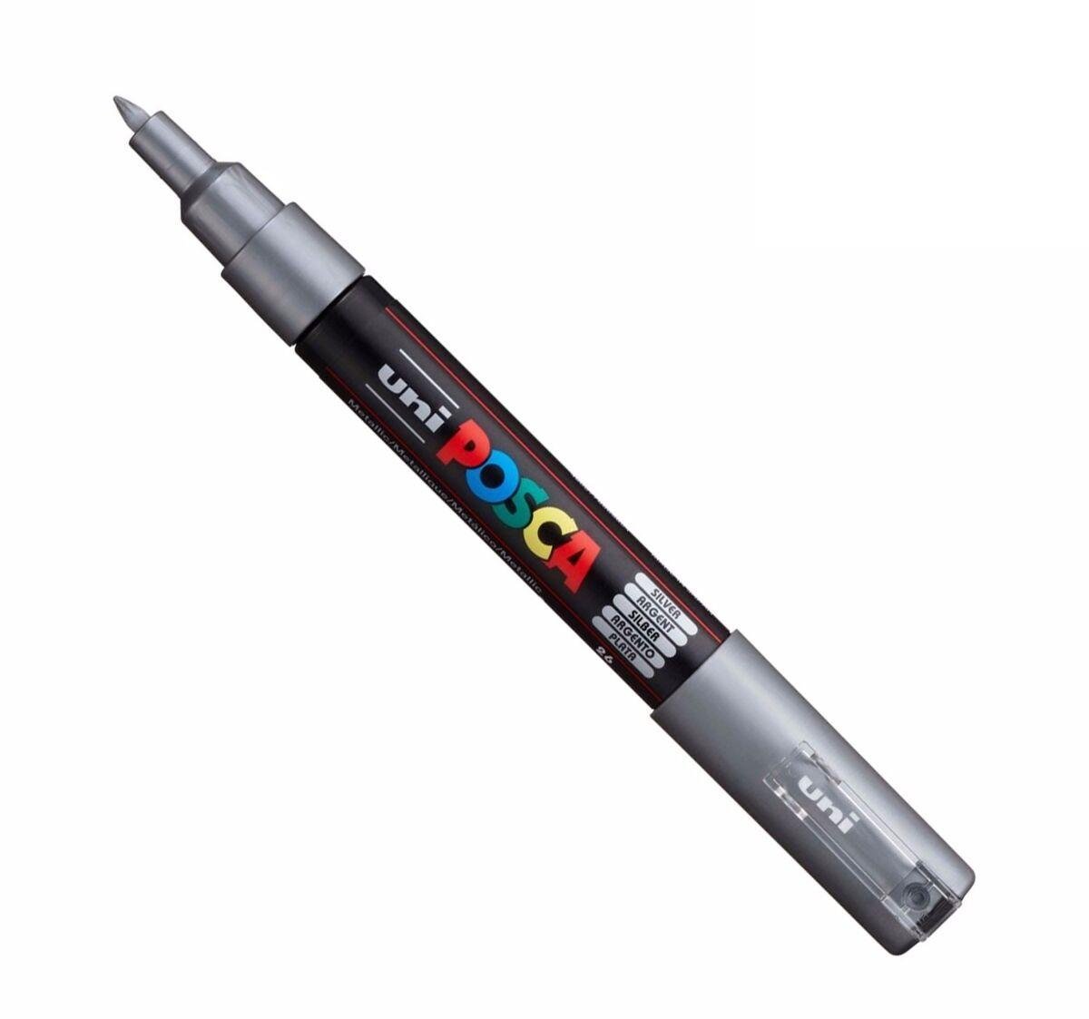 Uni-Ball Posca PC-1M 0.7mm Su Bazlı Poster Markörü Gümüş 6 Lı Kutu