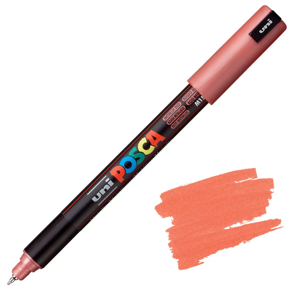 Uni-Ball Posca PC-1MR 0.7mm Su Bazlı Poster Markörü Metalik Kırmızı 6 Lı Kutu