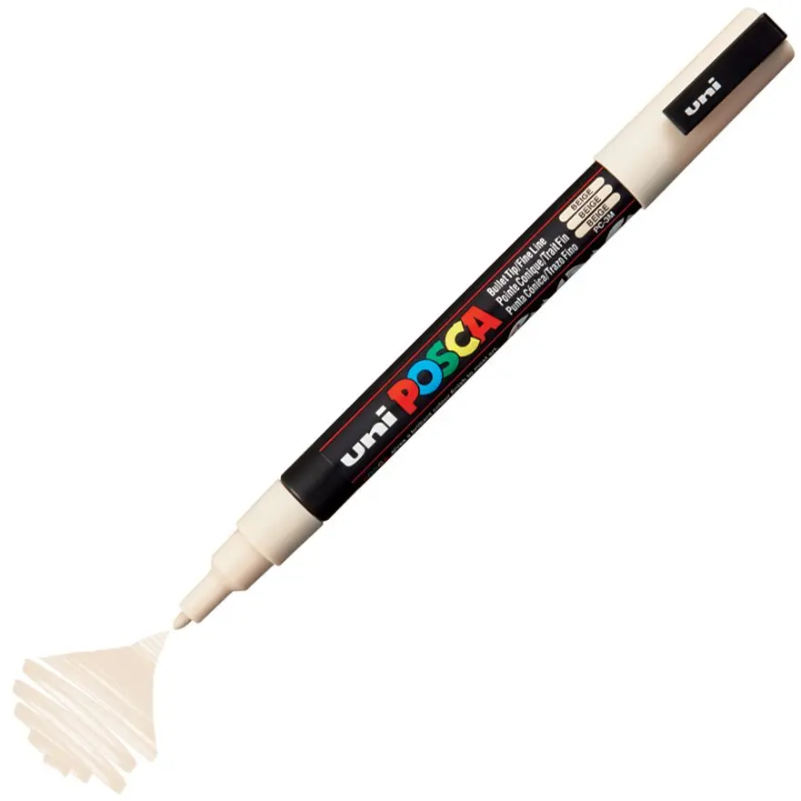 Uni-Ball Posca PC-3M 0.9 - 1.3mm Su Bazlı Poster Markörü Bej 6 Lı Kutu