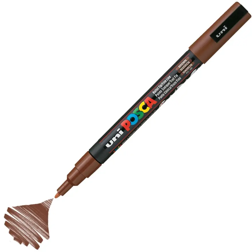 Uni-Ball Posca PC-3M 0.9 - 1.3mm Su Bazlı Poster Markörü Kahverengi 6 Lı Kutu