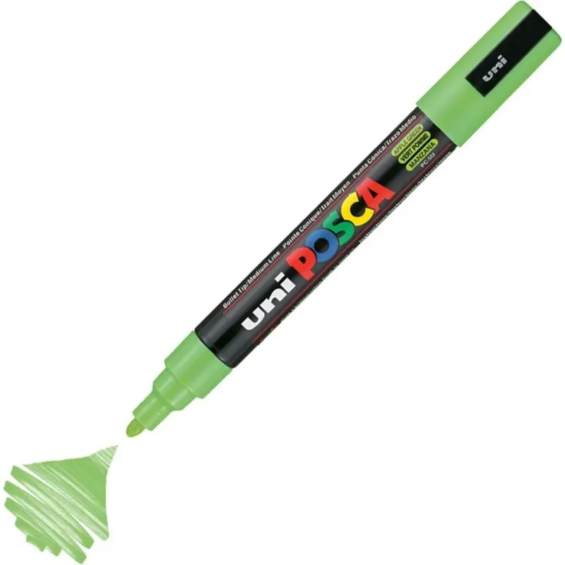 Uni-Ball Posca PC-5M 1.8 - 2.5mm Su Bazlı Poster Markörü Elma Yeşili 6 Lı Kutu