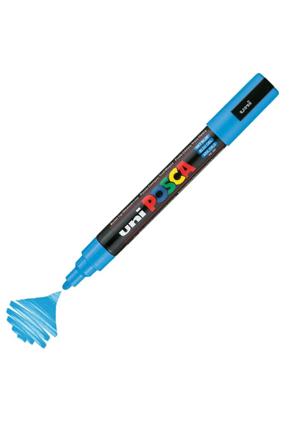 Uni-Ball Posca PC-5M 1.8 - 2.5mm Su Bazlı Poster Markörü Gök Mavi 6 Lı Kutu